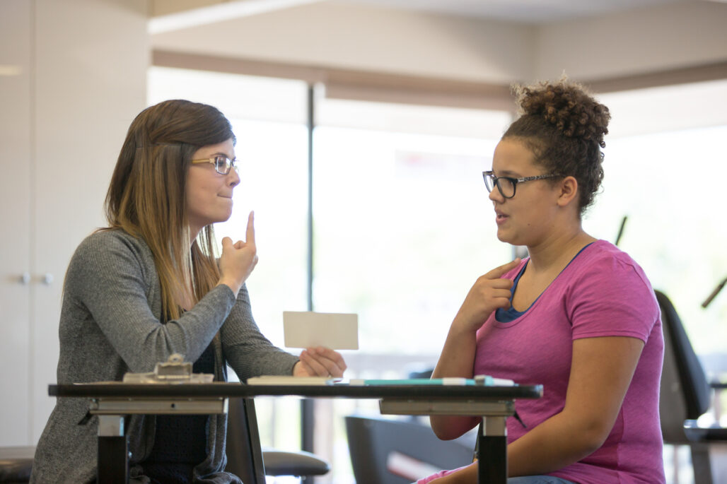 teenage patient in speech therapy