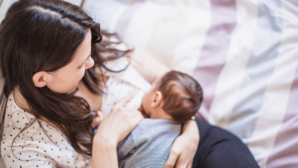 woman breastfeeding from above