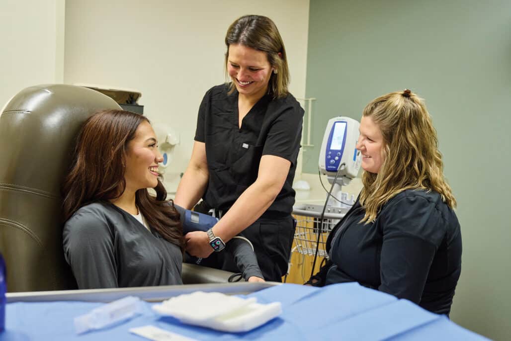 Roxanna_0088sm Wound Center Director Ashley Cohrs, MSN, RN, and Morgan Schmidt, BSN, RN,
CWON, were there to remind Roxanna of her strength and bright future ahead as she
underwent treatment for her wounds.
